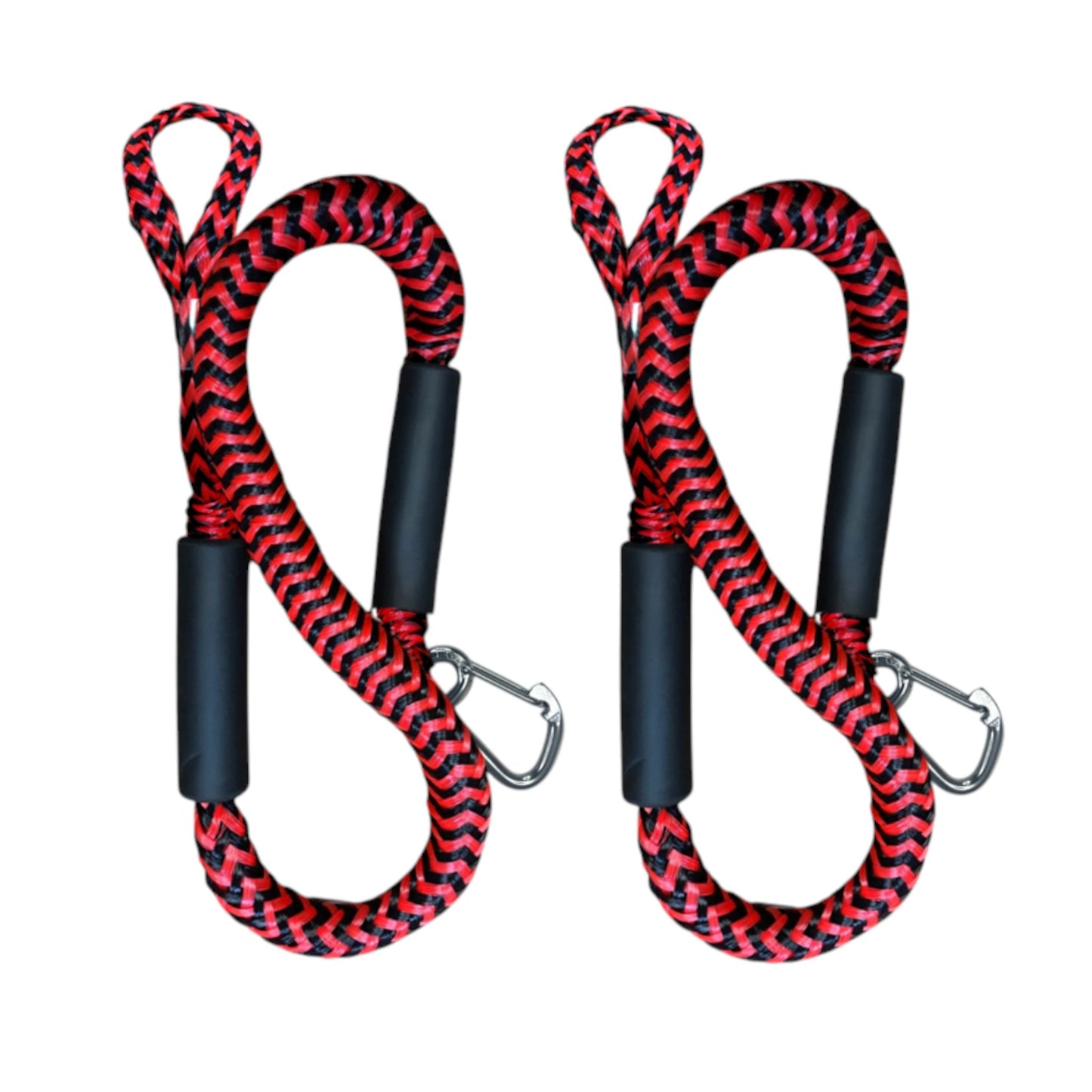 Pactrade Marine Boat Pontoon Kayak PWC Jet Ski Bungee Dock Line Mooring Rope 4'-5.5' with SS316 Snap Hook Salt and Fresh Water Use 2 Pack (Black)