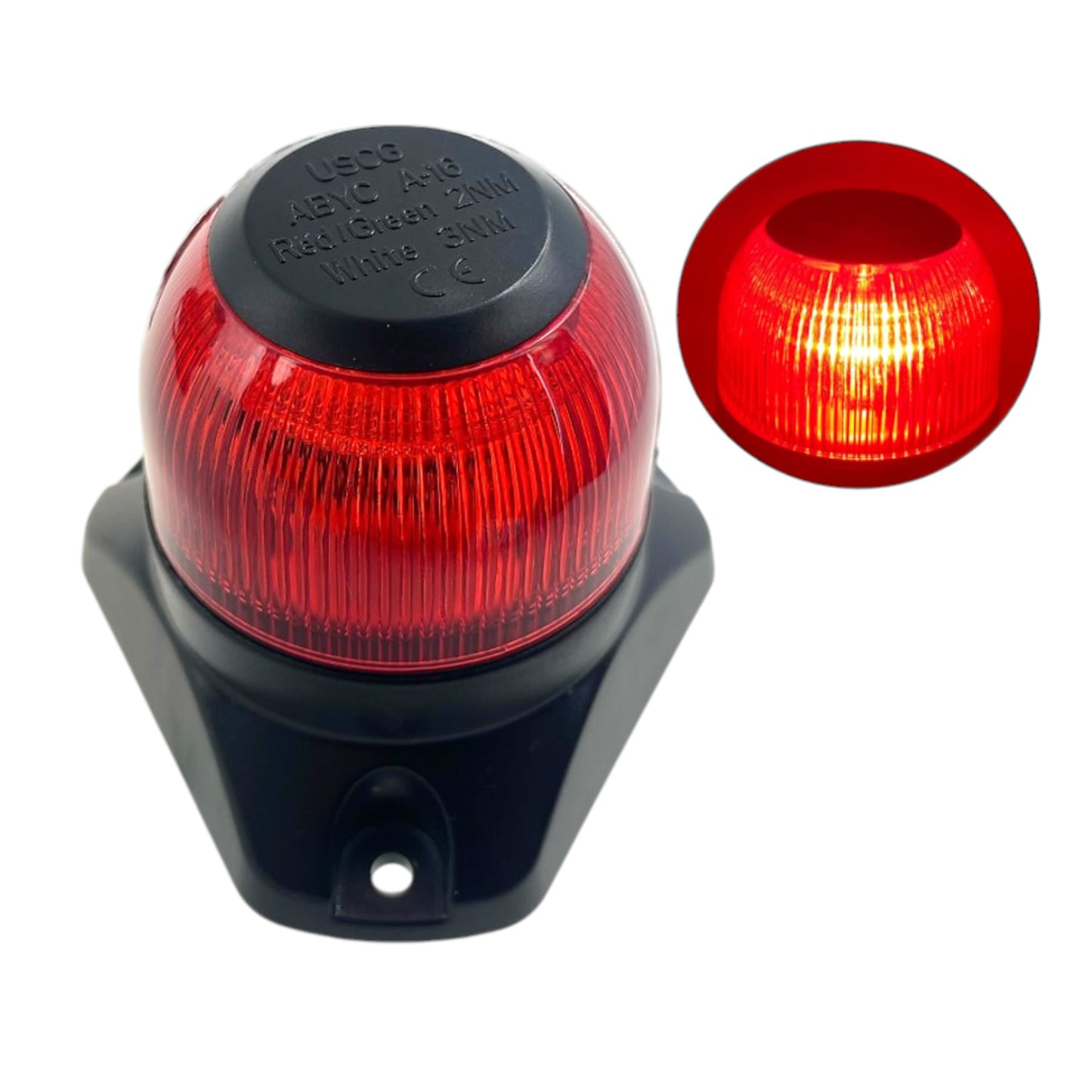 Pactrade Marine Boat LED All Round Navigation Light Clear Lens PA Housing 8-30VDC/3W 2NM IP67 RoHS CE Certified (Red)