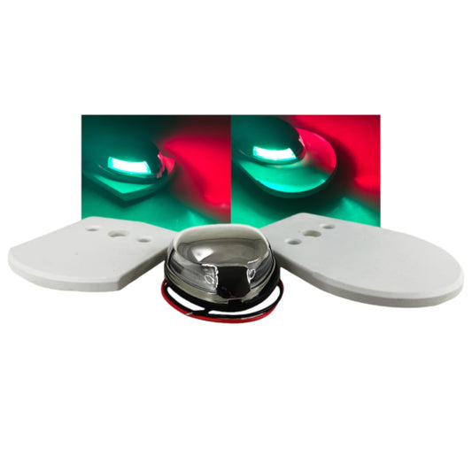 Pactrade Marine Boat Horizontal Mount SS304 Navigation Light 1NM LED Green Starboard Red Port 50LM Light 12m 225 Degrees DC10-30V/2W 2 Types of Mounting Stainless Steel Housing