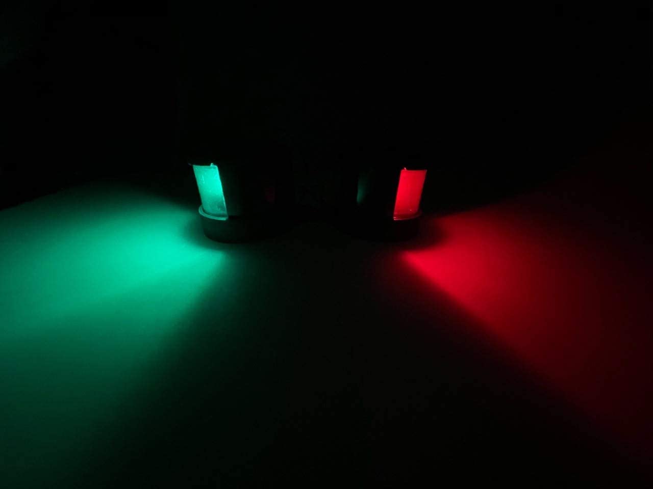 Pactrade Marine Boat Pontoon Pair of Navigation Side Lights Green Red Horizontal Mount DC12V 1NM Base-Down & Base-Up Mount Bulb for 39.4ft & Under (LED Bulb)