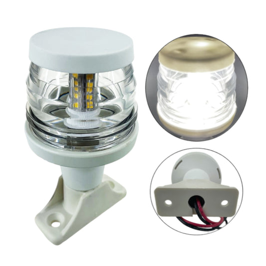 Pactrade Marine Boat LED All Round Anchor Navigation Light Clear Lens PA Housing 10-24VDC/2.5W Nature White 2NM IP65 250 Lumen LM RoHS CE Certified (4-1/2" (White Housing))