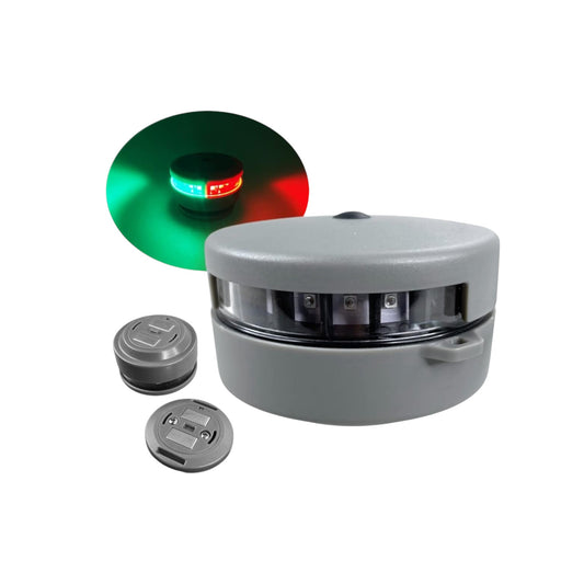 Pactrade Marine Grey Housing Button Navigation Light Various Modes Magnetic Base Surface Mount Black Straps LED AAA Battery Operated IP:67 CE RoHS Certified (Red & Green)
