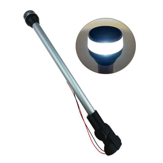 Pactrade Marine Boat LED All Round Anchor Navigation Light Black Housing Nature White LED 2NM Surface Mount 10-30VDC 120LM IP65 Durable Pole CE RoHS Certified (15 inches)