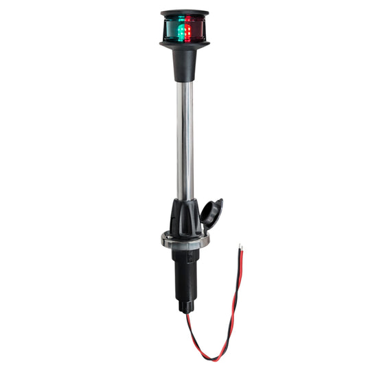 Pactrade Marine Navigation Combination Light Bi-Color Red and Green LED Bow Light 10-Inch Straight Pole Light with Secure Locking Base