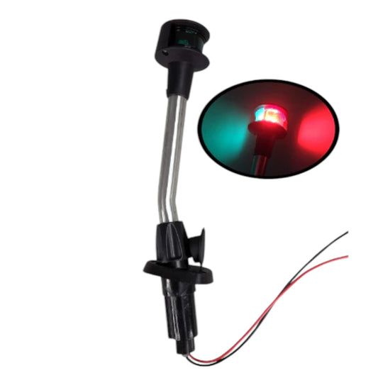 Pactrade Marine Navigation Red Green Angled Pole Bow LED Light 2-Prong Pole Base