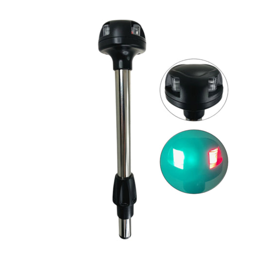 Pactrade Marine Boat Combination Navigation Light Black Housing Stainless Steel 304 Pole Universal Fit Locking Collar Green Red LED 2NM 12VDC IP:65 CE RoHS Certified 11" Height (2-Color (Green & Red))