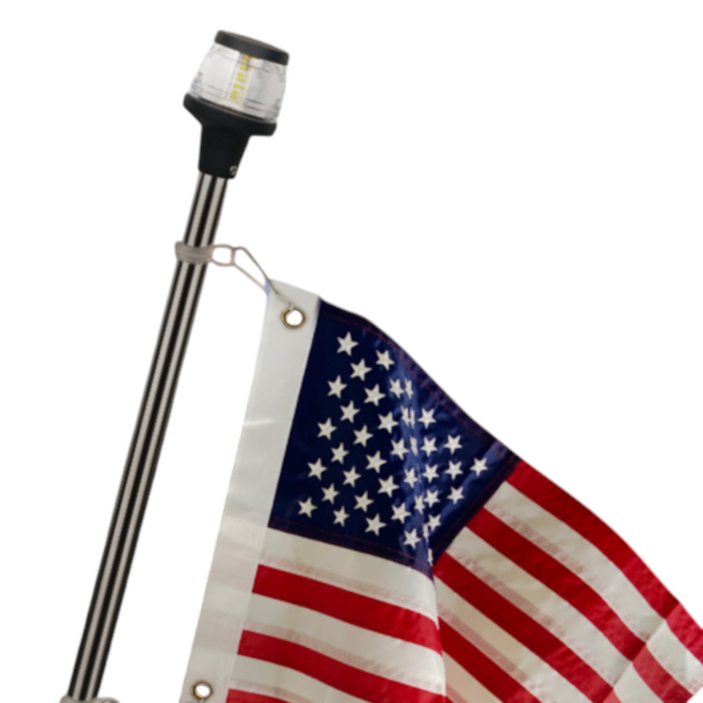 Pactrade Marine Navigation Lights for Boats LED - 24-Inch White LED Stern Light/LED Anchor Light with Removable Flat-Top Base and American Flag 12x18 Inches (250 LM, 2 NM) | Boat Navigation Lights