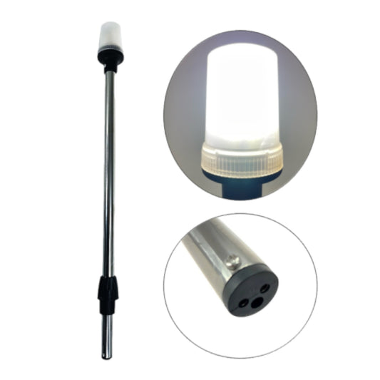 Pactrade Marine Boat LED All Round Anchor Navigation Stainless Steel Pole Light Black Base Clear Lens PA Housing 10-24VDC/2.5W Nature White 2NM Surface Mount IP65 250 Lumen LM RoHS CE Certified