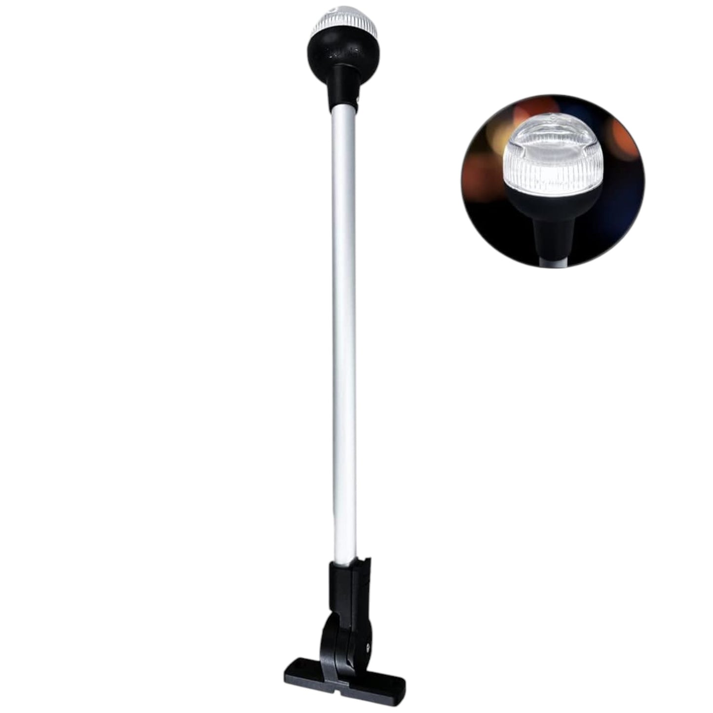 Pactrade Marine Aluminium LED RV Adjustable All Round 360 Degree with Stern Pole Navigation Anchor Light Pontoon Fishing Boat Kayak (20" Horizontal)
