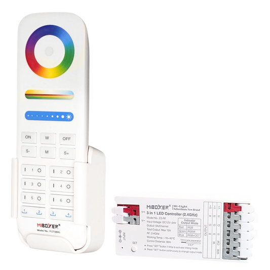 Pactrade Marine RGB+CCT LED Remote & LED Light Controller Kit - 6-Zone 2.4G RF Wireless System with 16M Colors, Up to 30 Fixtures, 98 FT Range - Complete Mi-Light Hub for Boats & RVs (FUT089S + E3-RF)