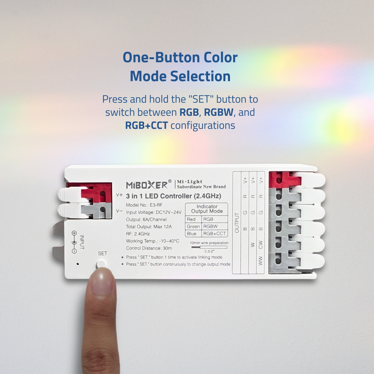 Pactrade Marine 3-in-1 LED Light Controller - 12-24V Mi-Light Hub with 16M Colors, 18 Dynamic Modes, App Control - RGB/RGBW/RGB+CCT Compatible - Tool-Free Installation, Marine-RV Ready (E3-RF)