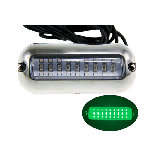 Pactrade Marine Pontoon Boat 27 LED Underwater Light Polished SS316 Stainless Steel Housing Trim Ring 3.6W Green LED 340LM 10-30V DC Surface Mount