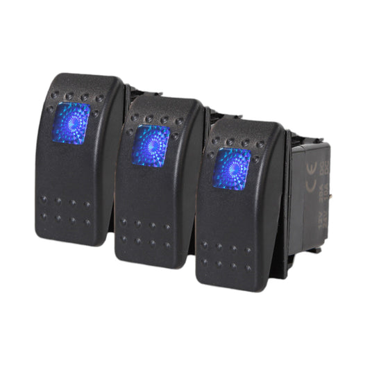 3 PCS Pactrade Marine Boat Rocker Switch ON-OFF SPST 3 PIN 1 Blue LED Car RV Motorcycle