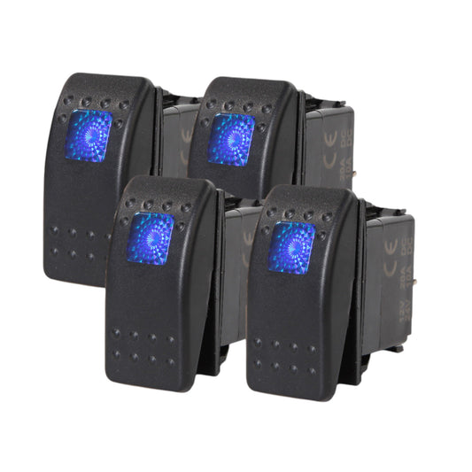 4 PCS Pactrade Marine Boat Rocker Switch ON-OFF SPST 3 Pin 1 Blue LED Car RV Motorcycle