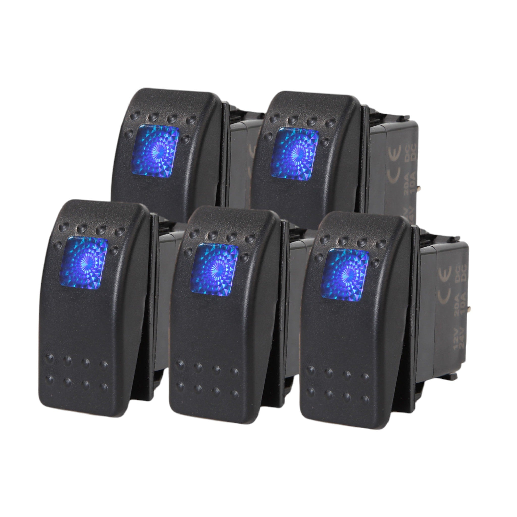 5 PCS Pactrade Marine Boat Rocker Switch ON-OFF SPST 3 Pin 1 Blue LED