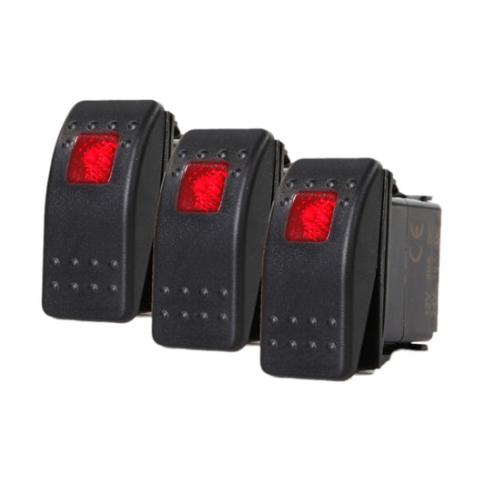 3 PCS Pactrade Marine Boat Trailer RV Rocker Switch ON-OFF SPST 3 Pin 1 Red LED Auto