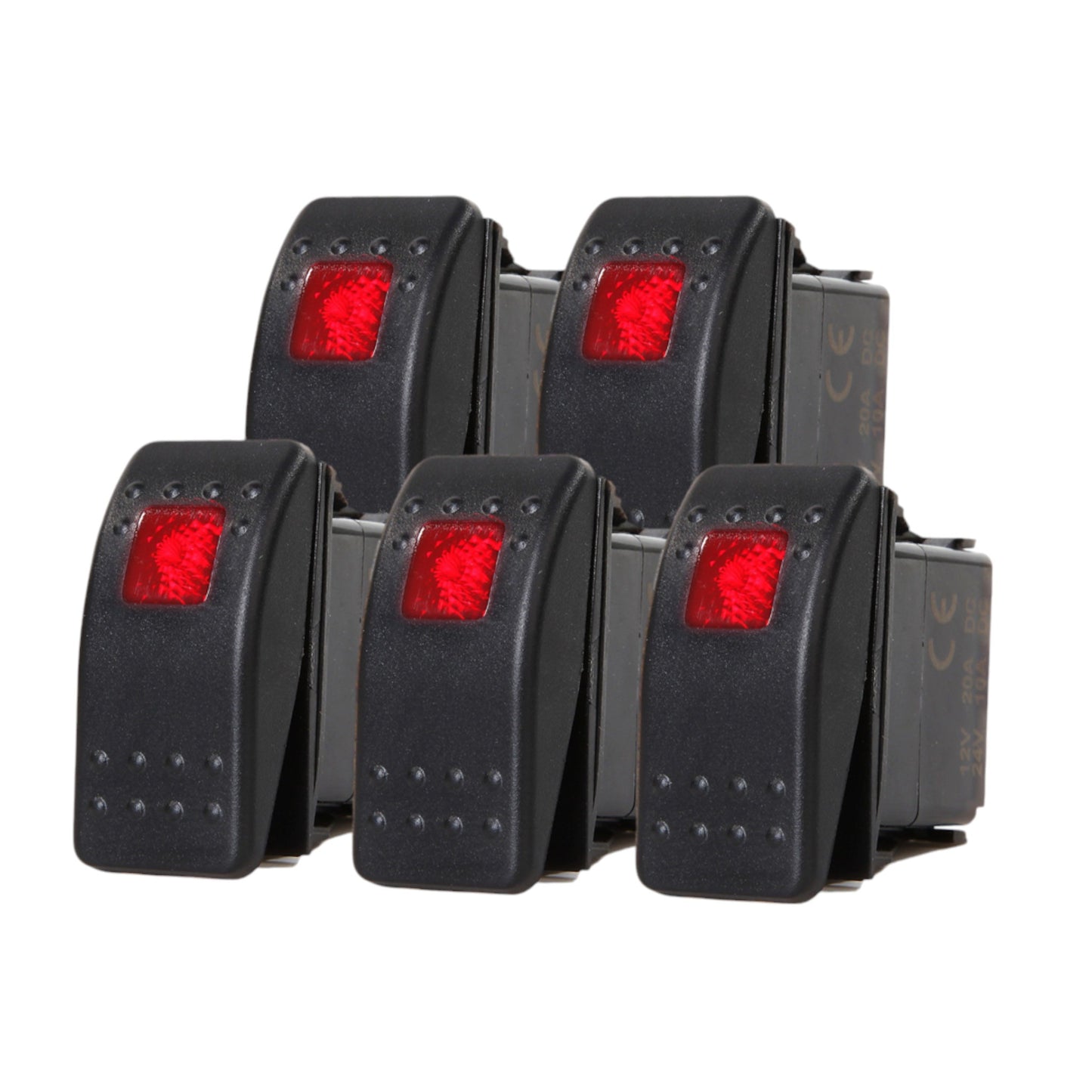 5 PCS Pactrade Marine Boat Trailer RV Rocker Switch ON-OFF SPST 3 Pin 1 Red LED Auto