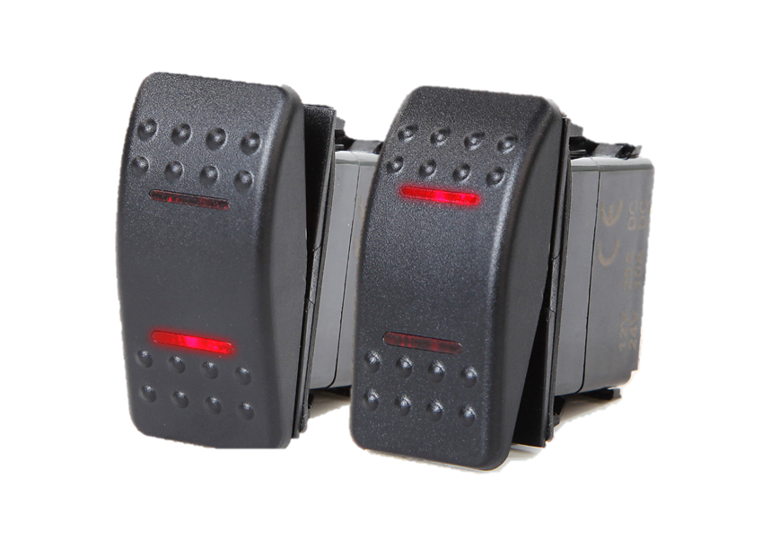 2 PCS MARINE BOAT TRAILER ROCKER SWITCH ON-OFF-ON SPDT 4 PIN 2 RED LED ...