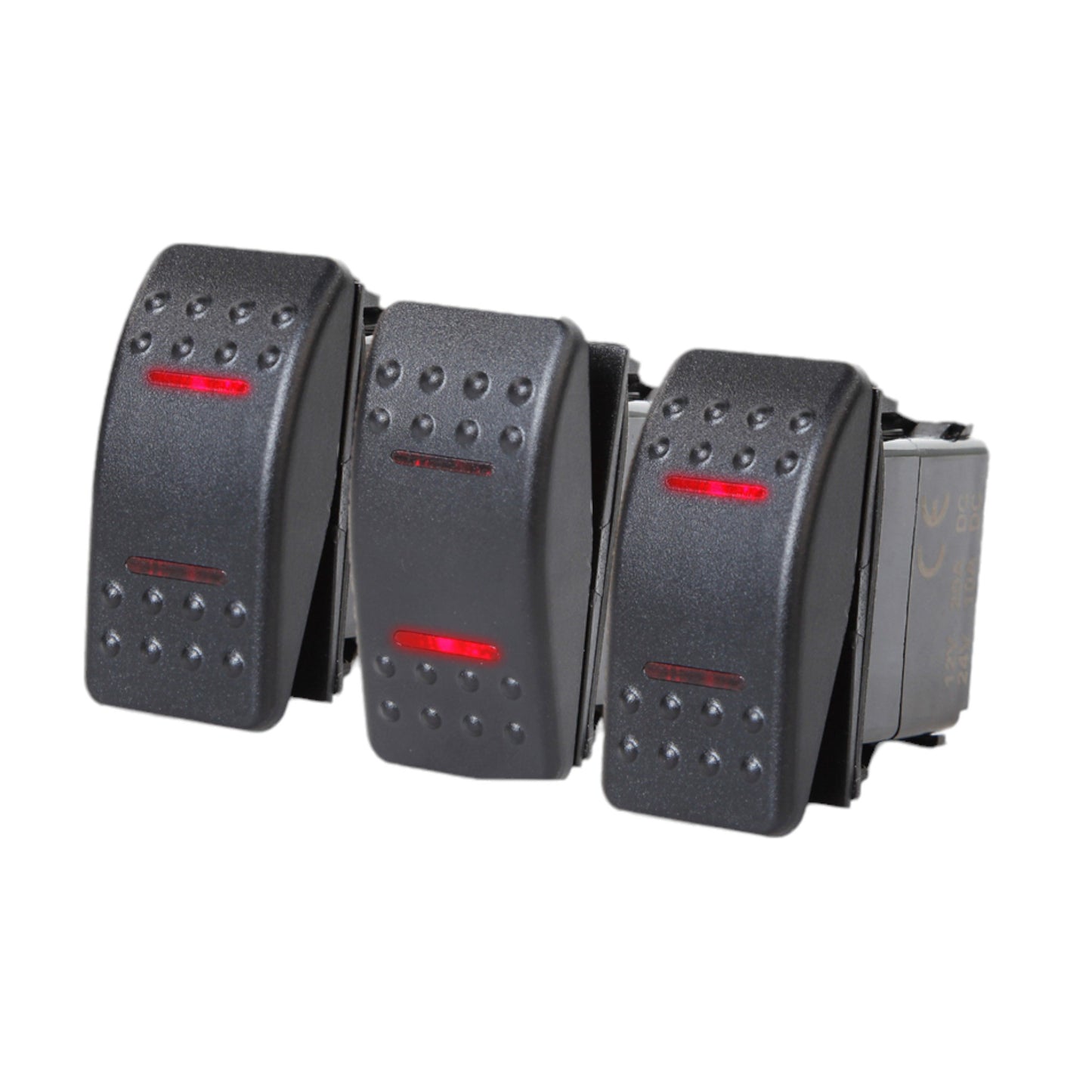 3 PCS Pactrade Marine Boat RV Rocker Switch ON-OFF-ON DPDT 7 Pin 2 Red LED Trailer