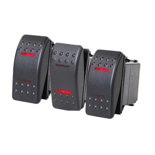 3 PCS Pactrade Marine Boat RV Rocker Switch ON-OFF-ON DPDT 7 Pin 2 Red LED Trailer