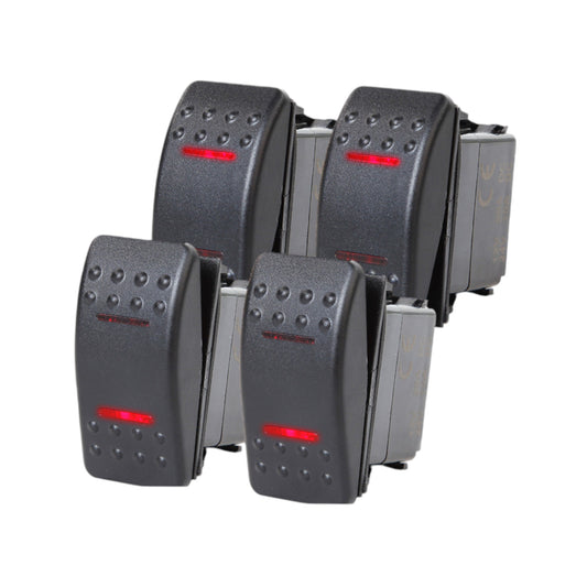 4 PCS Pactrade Marine Boat RV Rocker Switch ON-OFF-ON DPDT 7 Pin 2 Red LED Trailer
