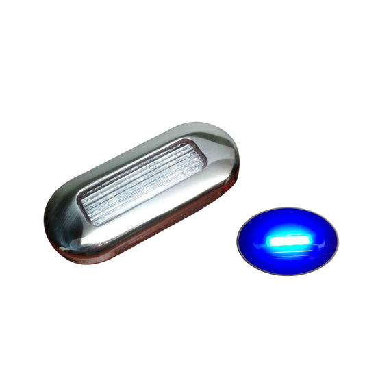 Pactrade Marine Boat LED Blue Oblong Shape Courtesy Light 3"BY1.25" Stainless Steel Rim