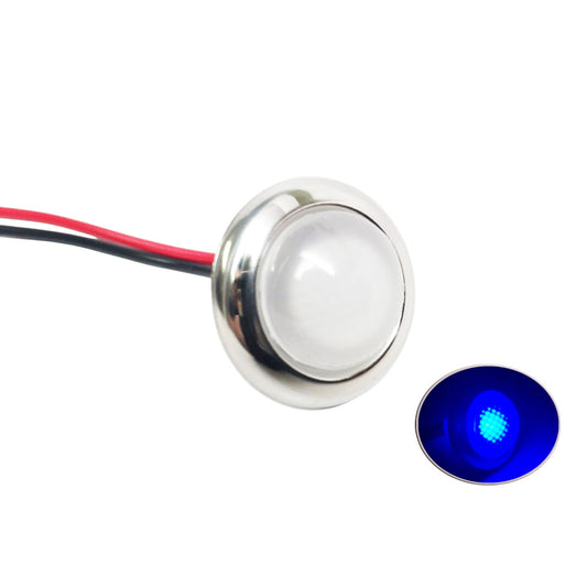 Pactrade Marine Boat 3/4" Mini Round Blue LED Courtesy Light Waterproof RV Trailer Truck