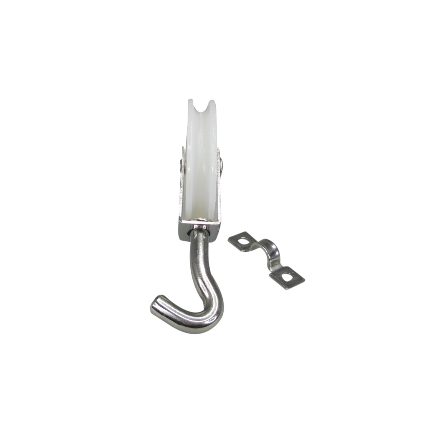 Pactrade Marine Boat White Tiller Rope Pulley Roller with Eye Strap Steering Part 2 3/8"Dia.
