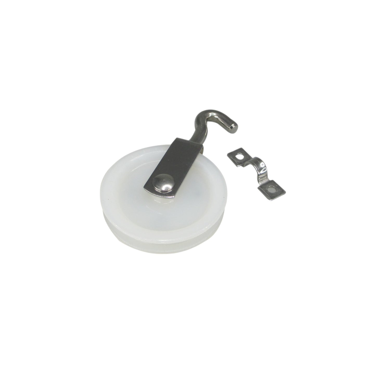 Pactrade Marine Boat White Tiller Rope Pulley Roller with Eye Strap Steering Part 2 3/8"Dia.