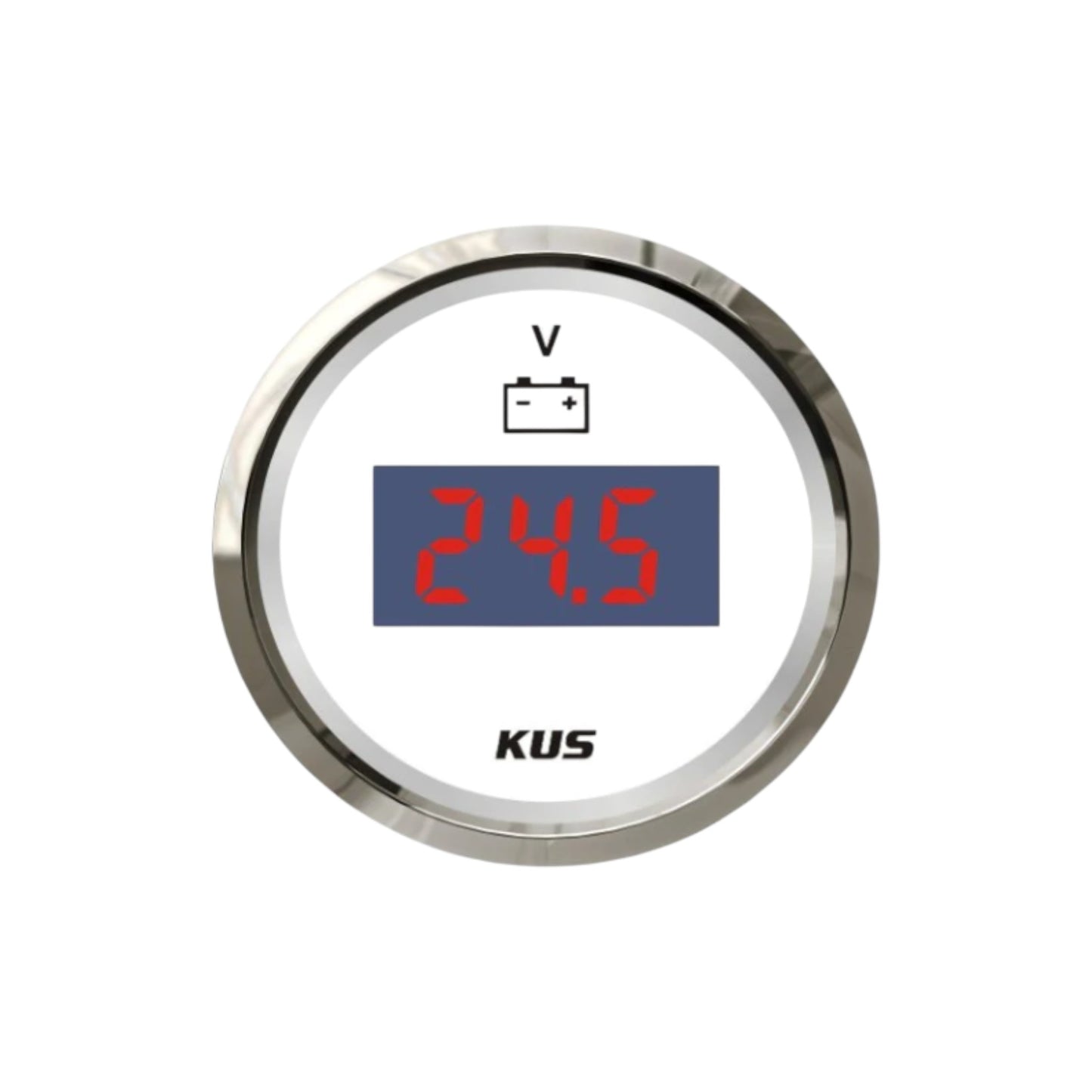 Pactrade Marine Boat Kus DN 52 mm Digital Voltmeter Gauge for Boat Outboard 2'' SS 316 Bezel 9-32V Display Range 12V/24V IP67