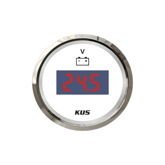 Pactrade Marine Boat Kus DN 52 mm Digital Voltmeter Gauge for Boat Outboard 2'' SS 316 Bezel 9-32V Display Range 12V/24V IP67
