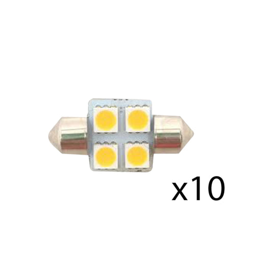 Pactrade Marine LED Bulbs Festoon Type 12VDC 60LM Warm White 10 PCS