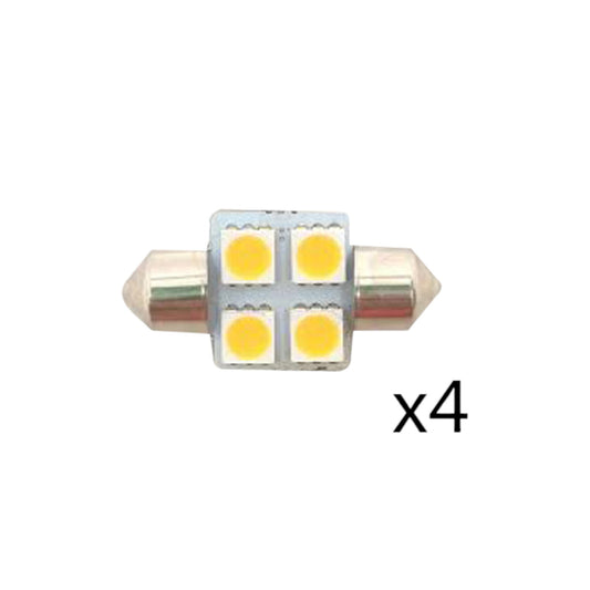 Pactrade Marine LED Bulbs Festoon Type 12VDC 60LM Warm White 4PCS 1 1/4 X 5/8"