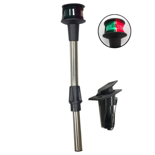 Pactrade Marine Navigation Red Green Angled Pole Bow Light and 2-Prong Pole Base