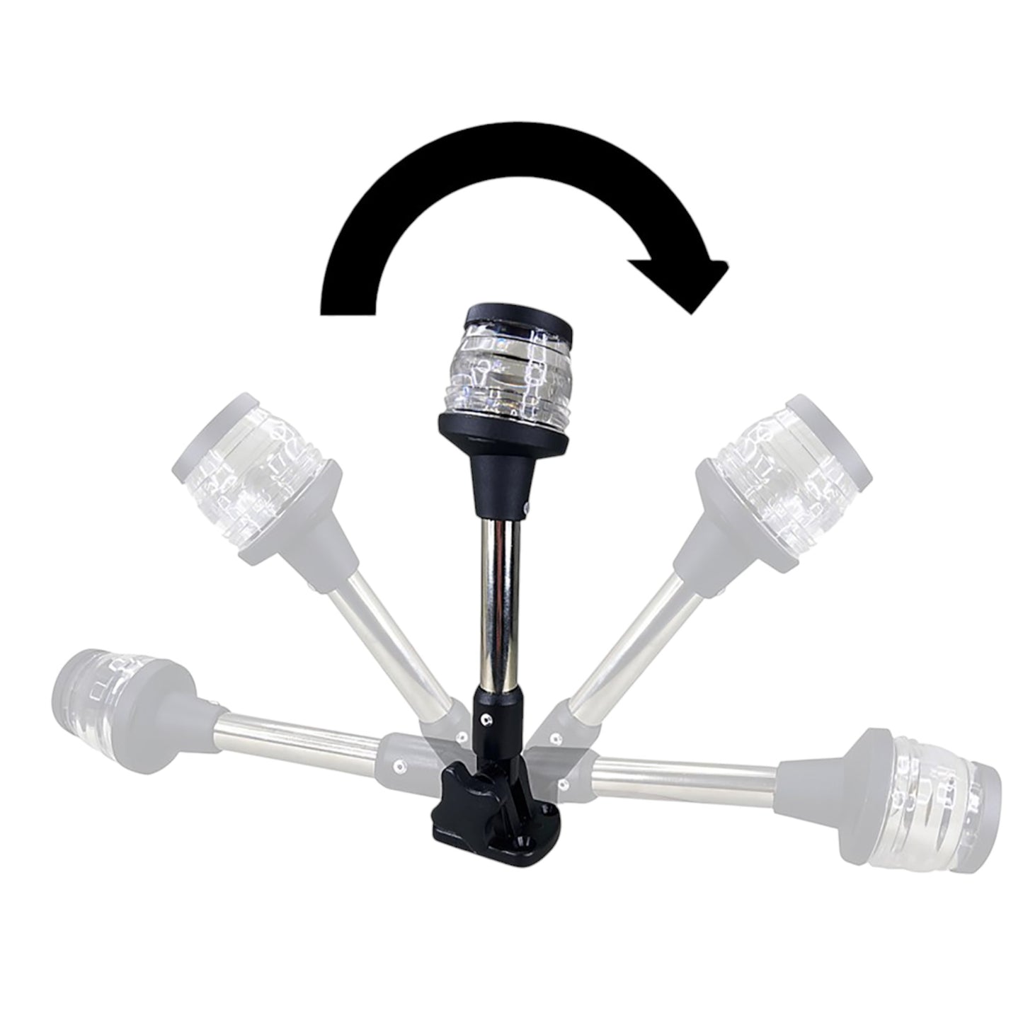 Pactrade Marine Boat Foldable All Round Anchor Light Stainless Steel Pole Warm White