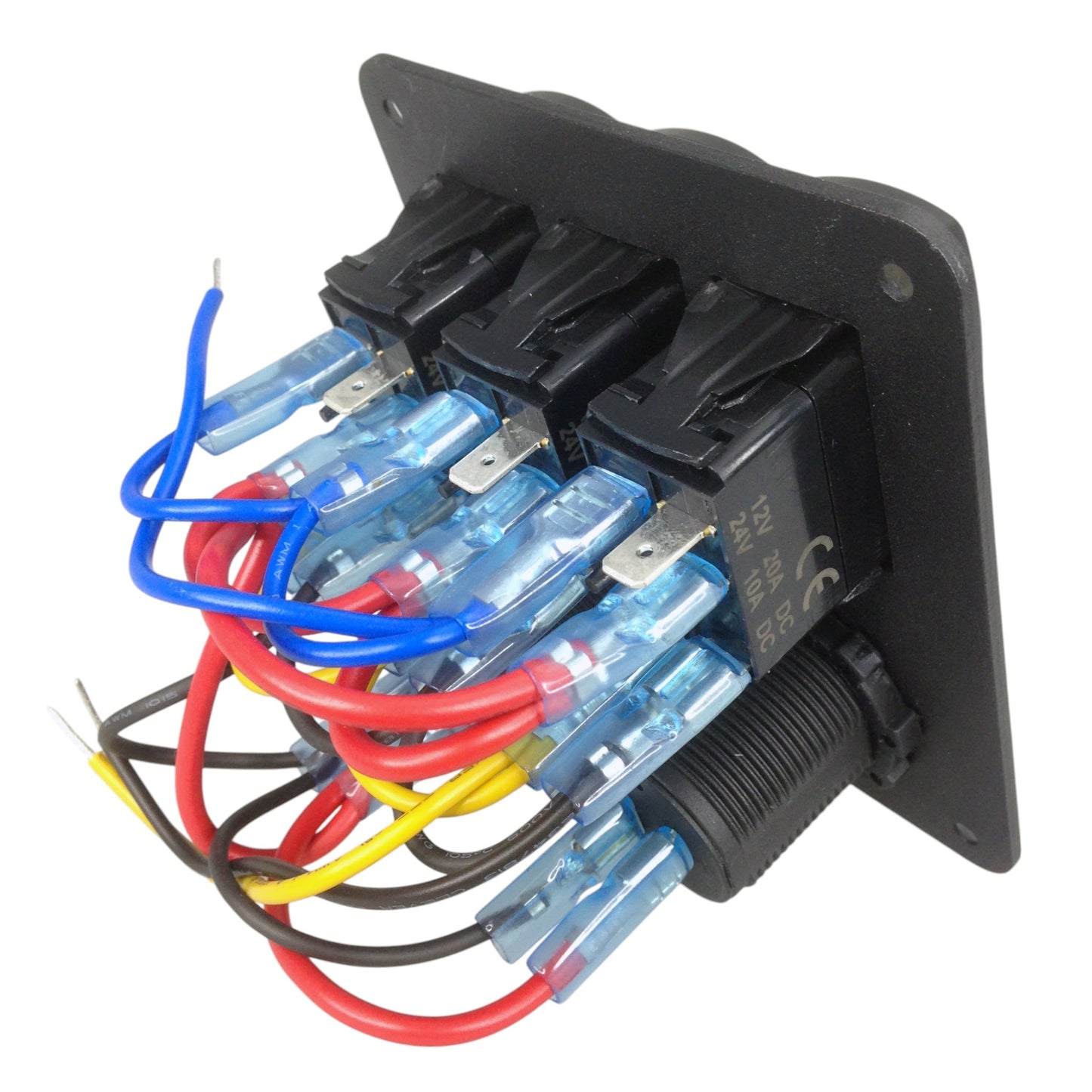 Pactrade Marine RV Car Truck 3 Gang Switch Panel USB Charger Blue LED Power Socket
