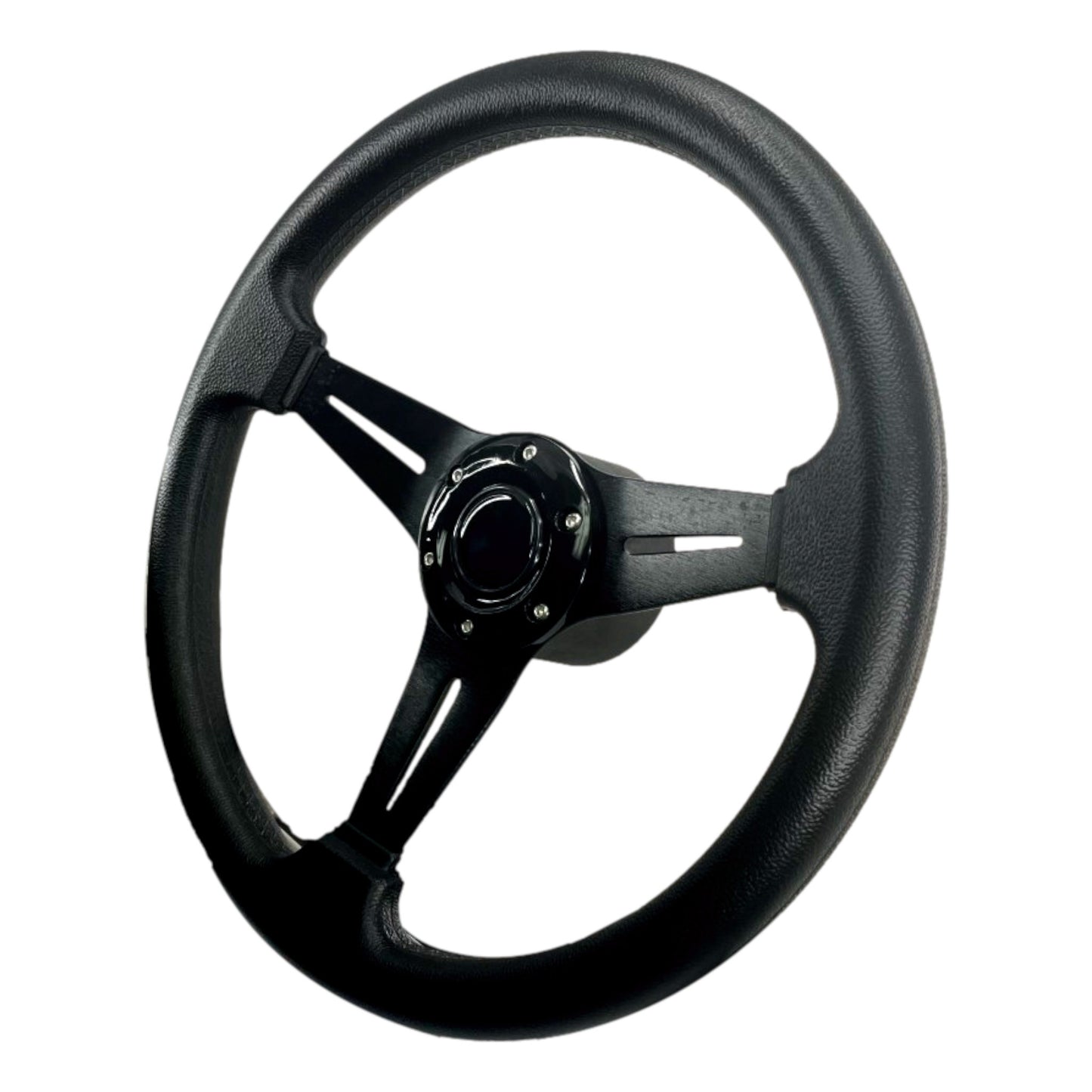 Pactrade Marine Boat Pontoon Non-Magnetic Steering Wheel Aluminum Frame Polyurethane (PU) Sleeves 3 Spokes 13" Diameter Aluminum Hub with 3/4" Tapered Bore Black
