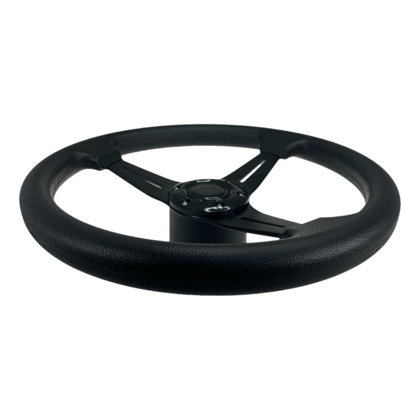 Pactrade Marine Boat Pontoon Non-Magnetic Steering Wheel Aluminum Frame Polyurethane (PU) Sleeves 3 Spokes 13" Diameter Aluminum Hub with 3/4" Tapered Bore Black