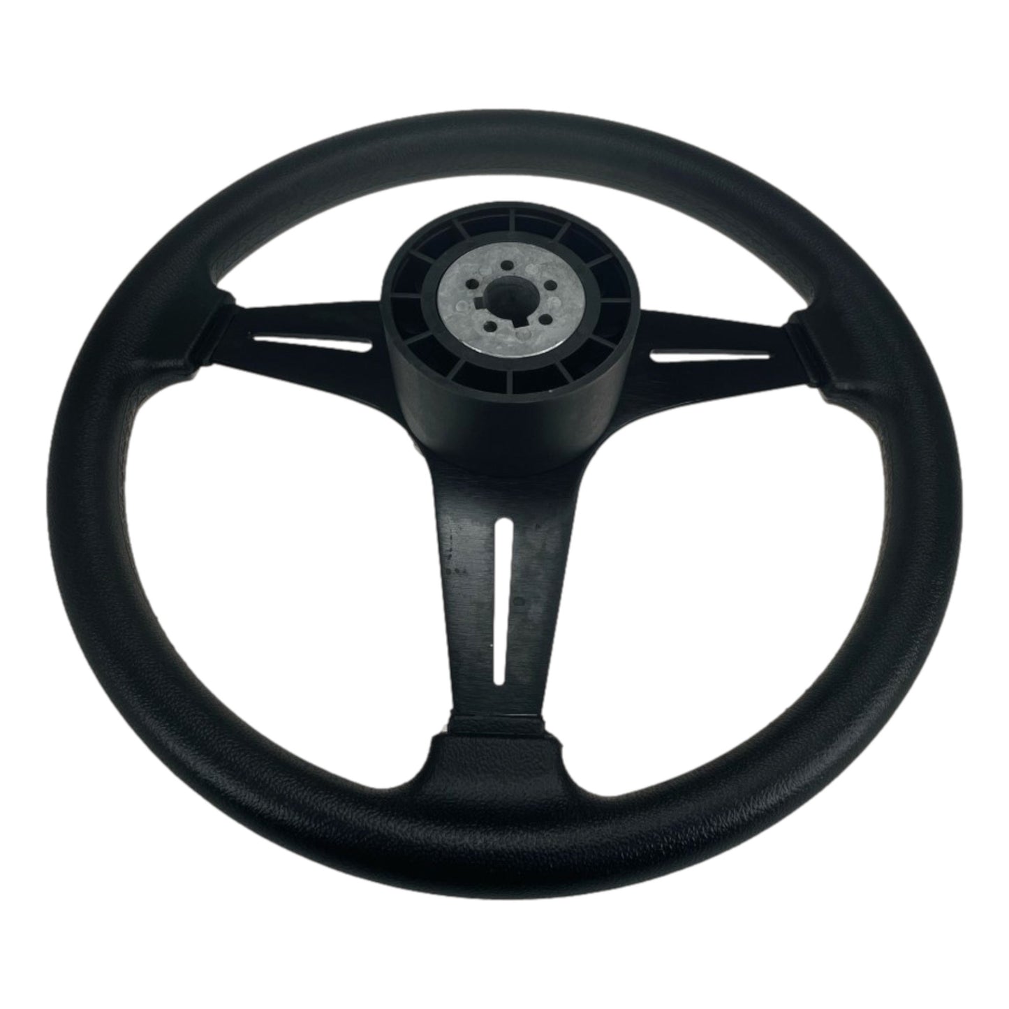 Pactrade Marine Boat Pontoon Non-Magnetic Steering Wheel Aluminum Frame Polyurethane (PU) Sleeves 3 Spokes 13" Diameter Aluminum Hub with 3/4" Tapered Bore Black