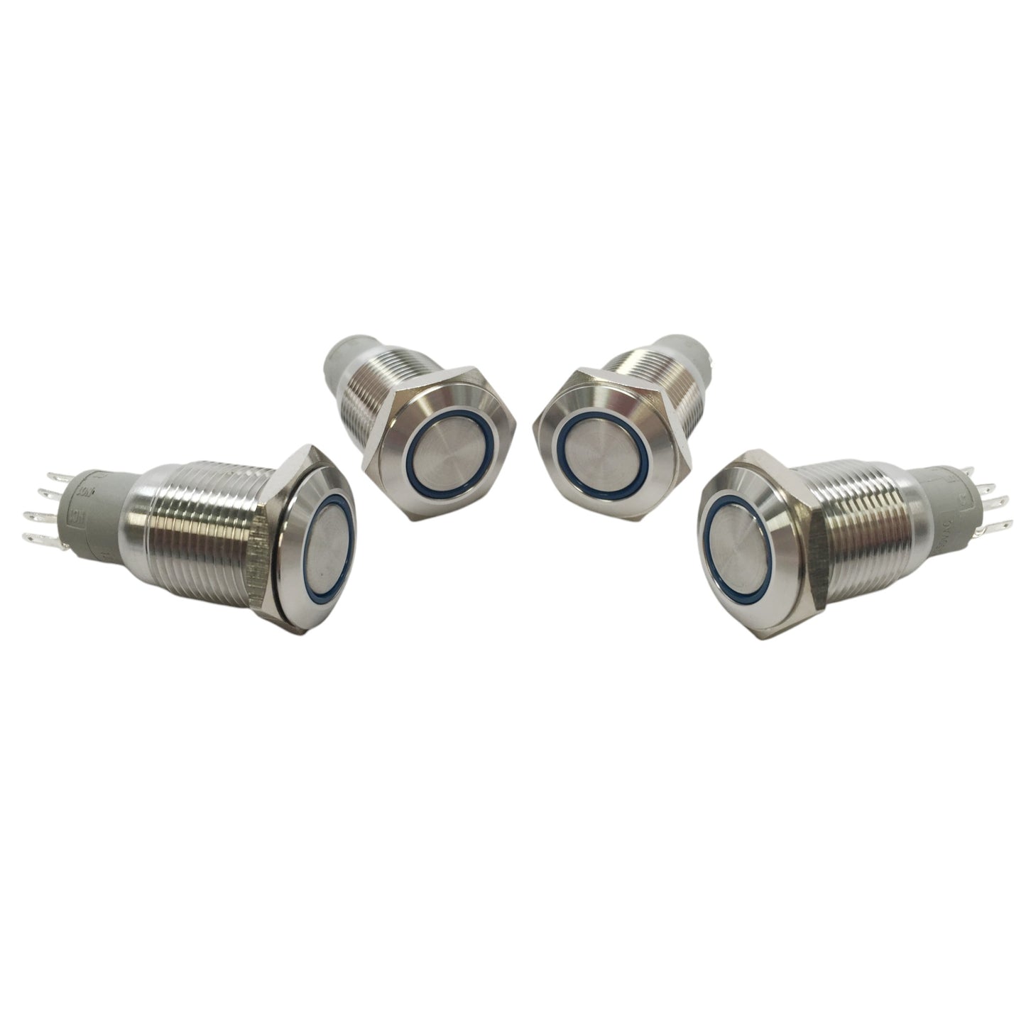 4 of Pactrade Marine SS304 Blue LED Ultra Flush Light Auto On-Off Push Switch Ring Button