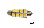 2pcs LED Bulb Festoon Type 12VDC 120LM Warm White 1 5/8 X 1/2"