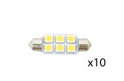 10pcs LED Bulbs Festoon Type 12VDC 90LM Warm White 1 1/2 X 9/16