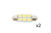 2pcs LED Bulbs Festoon Type 12VDC 90LM Warm White 1 1/2 X 9/16