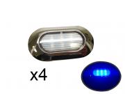 Pactrade Marine LED Light SS304 Housing Surface Mount 12V IP67 6 LED, Blue, 4 Piece