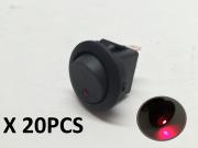 20pcs Round Red Dot LED Rocker Switch SPST On/Off