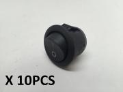 Pactrade 10pcs Automotive Car Small Round Black Rocker Switch SPST On/Off
