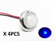 4pcs 3/4" Round Blue LED Courtesy Light Waterproof RV Trailer