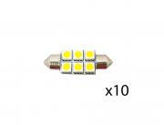 10pcs LED Bulb Festoon Type 12VDC 90LM Warm White 1 15/16 X 1/2"