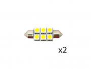 2pcs LED Bulb Festoon Type 12VDC 90LM Warm White 1 15/16 X 1/2"