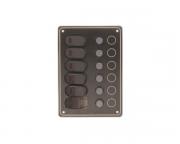 6 Gang Waterproof Black Switch Panel With USB Charger 5x7.5"